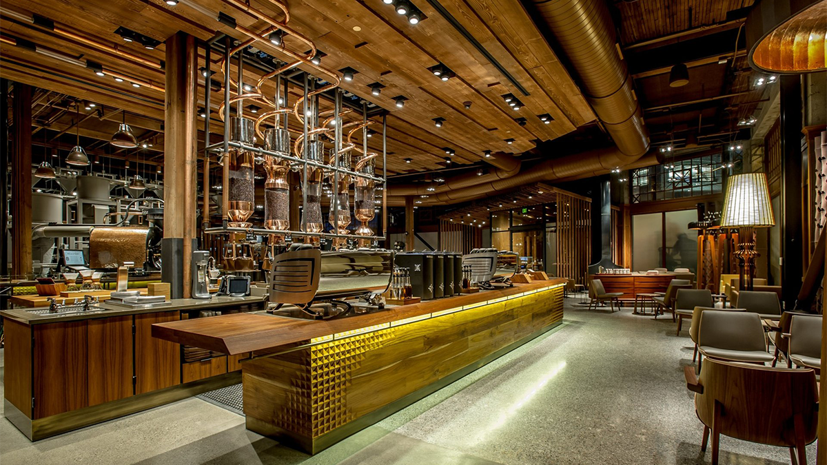 Inside of Starbucks Seattle Roastery Ski's Painting
